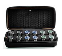 AUKURA Uhrengehäuse mit 12 Fächern - Hartschalen-Aufbewahrungsbox für Uhren und Reisen, passend für große und kleine Uhren.