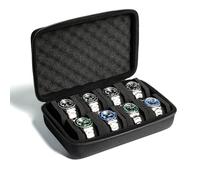 AUKURA Uhrengehäuse mit 8 Fächern, Hartschalen-Aufbewahrungsbox, harte Uhrenbox, gepolsterte Hülle für Uhren-Display und Organisation