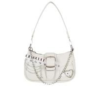 Aulenge Leder Umhängetasche für Damen Handtasche mit Y2K Sternen Kette Muster Coole Heiße Mädchen PU Leder Mini Taschen für Damen Weiß