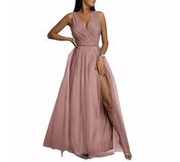 AULISHUO Formelle Kleider für Frauen, Tiefer V-Ausschnitt Ärmellose Lange Abendkleider, Split Saum Kleid Kleid(Style 1,XXL)