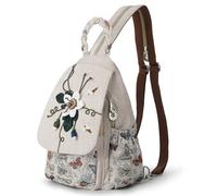 AULUDA Umwandelbare Umhängetasche für Mädchen, handgefertigte Handtasche, wunderschöner, hochwertiger, lässiger Tages-Mini-Rucksack aus Segeltuch für Frauen in Grün blumenstickerei(Blue Pattern)