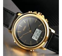 Aumotop Minimalistische Digitaluhr mit LED-Hintergrundbeleuchtung und Wecker für Herren, Elektronische Armbanduhr mit Lederarmband für den Täglichen Gebrauch (Silberner und weißer Bildschirm)