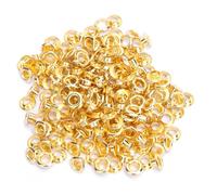 AUNMAS Messing-Ösen-Ösen-Set, 100 Set 4 Mm Metallösen mit Unterlegscheiben, Doppelseitiges Rundes Loch für Kleidung, Taschen, Gürtel, Lederhandwerk, Scrapbook in Gold, Silber, Bronze, Schwarz (GOLD)