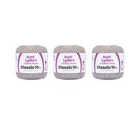 Aunt Lydia Klassisches Silberhäkeln, 3 Stück, 350 m/320 m, Baumwolle, Stärke 10, Häkeln