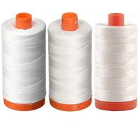 Aurifil 50 WT - Weiß + Naturweiß + Kreide, solide - Mako-Baumwollgarn - je 1422 Yds