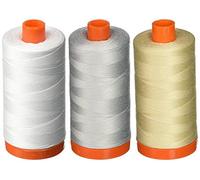 Aurifil 50 WT - Weiß + Taube + Hellbeige, solide - Mako-Baumwollgarn - je 1400 m.