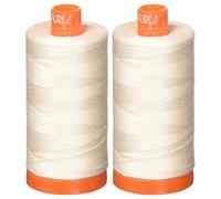 Aurifil 50WT Einfarbiges Mako-Baumwollgarn, Fadenstärke 50, 2 Stück, je 1300 Meter, Grau (Oyster) 2405