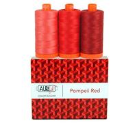 Aurifil AC50CP3-002 Red 3pc CB Pompeii 3 Stück, Baumwolle, Verschiedene Rot, Medium, 1300 Meter