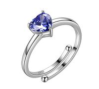 Aurora Tears December Birthstone Adjustable Rings Love Heart 925 Sterling Sliver Heart-Shaped Birthstone Open Ring Birth Stone Jewelry Gifts for Women and Men DR0121D