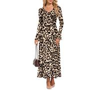 AUSELILY Damen Langarm Maxikleid Bodycon V-Ausschnitt Dünn Herbst Winter | Elegantes Hochzeitsgast Blütenblatten Langärmel Kleid Lang Slim Urlaubskleid Partykleid Sexy Abendkleid Cocktail