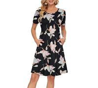 AUSELILY Sommerkleid Damen Freizeitkleid mit Taschen Morning Glory M