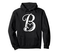 ausgefallene kursive Anfangsbuchstabe B-Monogramm-Herzgrafik Pullover Hoodie