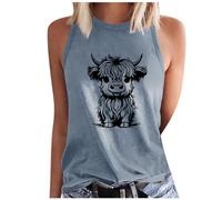 Ausgefallene Tshirts Damen Sommer Weste Damen Witzige Kuh Druck Tank Top Ärmellos Tshirt Leichte Tanktop Bequem Tanktops T-Shirt Slim Fit Oberteile Casual Basic Shirt Sommermode
