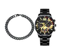 Ausgefallene Uhren für Herren, klassische Uhr, einfache, aber stilvolle Kalender-Armbanduhr für Geschäftsleute, Edelstahl-Armbanduhren, Schwarz , Refer to description, Unisex