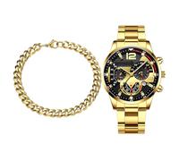 Ausgefallene Uhren für Herren | lässige Uhr - einfache, aber stilvolle Kalender-Armbanduhr für Geschäftsleute, Edelstahl-Armbanduhren, gold, Refer to description, Unisex