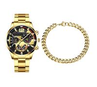 Ausgefallene Uhren für Herren, Luxusuhr, Business-Kalender-Armbanduhr mit Armband, geeignet für formelle und legere Anlässe, gold, Refer to description, Unisex