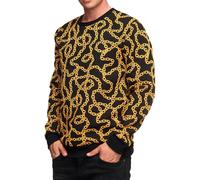 Ausgefallenes Sweatshirt für Herren mit Muster im Ketten-Design Rundhals-Pullover 19141 Gelb 2XL