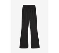Jerseyhose BONPRIX "Ausgestellte Jerseyhose mit angerauter Innenseite", Mädchen, Gr. 128/134, N-Gr, schwarz, Jersey, Obermaterial: 92% Polyester, 8% Elasthan, unifarben, Basic lang, Hosen Jerseyhose,