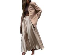 Ausgestellter Damen Maxirock aus Satin Trendiger fließender Langer Rock Elegante Röcke aus Satin in A Linie