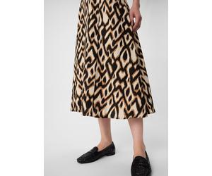 Ausgestellter Midi-Rock aus Leinenmix mit All-over-Print schwarz 38