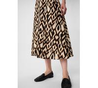 Ausgestellter Midi-Rock aus Leinenmix mit All-over-Print schwarz 48