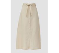 Ausgestellter Midirock mit dekorativer Knopfleiste und gemustertem Gürtel 46 Beige 2168282.8061.46