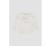 Ausgestelltes Langarmshirt mit Glitzerprint und Puffärmeln 86 creme 2161439.0200.86