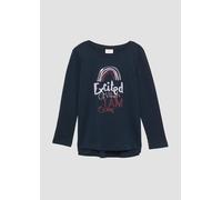 Ausgestelltes Langarmshirt mit Pailletten und Glitzerdruck 92/98 blau 2152147.5952.92_98