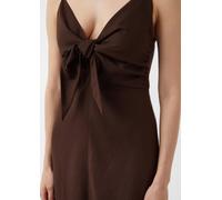 Ausgestelltes Maxikleid mit Knoten und Smok-Detail | comma x Füsun Lindner braun 48