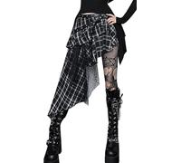 Ausing Damen Clothes Kurz Hohe Taille Damenrock Lang Mittelalter Piratenkostüm Mini Vintage Rock Knielang Tüllrock Tüll Gestreift Minirock Midi Plaid Röcke Kariert Y2K Kleidung Gothic Maxi Schwarz M