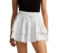 Ausing Damen Rock Sommer Röcke Kurz mit Rüschen Sommerrock Mini Hosenrock Boho Minirock Luftig Kurzer Stufenrock Freizeitrock Strand S-XL