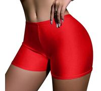 Ausing Fraun Boxershorts Dünn Kurze Hot Pants Festival Kurz für Damen Sportshorts Metallic Sport Shorts Mini Radler Leggings Casual Glitzer Hosen Elegant Sommer Rot S