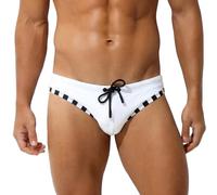 Ausing Herren Schwimmshorts Bikini Trainingsanzug Badeanzug Sport Unterhose Badehose Kurz Swimming Badeshorts Eng String Schwimmhose Schwimmen Sommer Slip Sexy Funky Shorts Low Rise Kurze Weiß 2XL