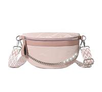 Ausion Gürteltasche aus Leder für Damen und Herren, Hüfttasche für Wandern, Laufen, Reisen, mehrere Taschen, stabile Reißverschlüsse, Uni, Perlenkette, Rosa, Einheitsgröße