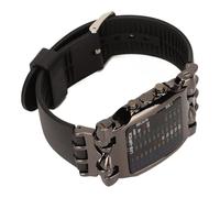 Ausla LED-Armbanduhr mit Binäranzeige, Krabbenform-Design mit Schwarzem Metallgehäuse, Silikonarmband für Technikbegeisterte und Freizeitkleidung