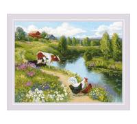 Auslaufmodell Riolis Kreuzstich Set "Am Fluß", Zählmuster, 40x30cm