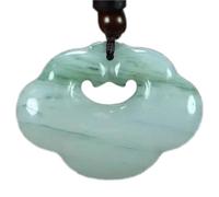 Auspicious Cloud Lock Anhänger aus grüner Jade für Damen und Herren, Tianshan Cui Fortune Edelstein-Halskette
