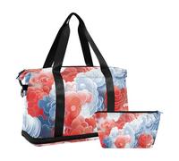 Auspicious Cloud Ukiyo-e Sporttasche für Fitnessstudio, Sport, große Handgepäcktasche mit verstellbarem Riemen für Sport, großes Fassungsvermögen, Rot und Weiß, Rote und weiße Wolke Ukiyo-e, 1 size