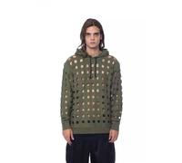 Ausschnitt Strick-Hoodie Militärgrün M