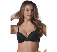 Außenträger-BH AFTER EDEN "MOLLY", Damen, Gr. 70, Cup B, schwarz, Spitze, 52% Nylon, 36% Polyamid, 12% Elasthan, gemustert, unifarben, comfort fit, BHs, halbe Schale, mit Bügel, verstellbare Träger, m