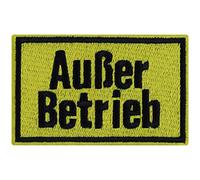 AUSSER BETRIEB Aufnäher Arbeit Warnung-Schild Geburtstagsgeschenk für Frauen/Männer Arbeiter Patch Logistik Applikation Arbeitskleidung/Sicherheitsweste/Jacke | 80x50mm