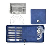 Austauschbares Rundstricknadel-Set mit Etui und Zubehör, Aluminium, kurz, quadratisch, 3,5 mm - 8,0 mm