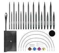 Austauschbares Rundstricknadel Set, Nadelset 3-6 mm, 9 Paar kurze Stricknadeln, Aluminium Rundstricknadeln Set mit Drehkabeln, Zubehör & Metalltasche, Stricknadel set für Socken &kleine Strickprojekte