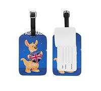 Australien Känguru Kofferanhänger mit Adressschild Lustig Leder Gepäckanhänger ID Etikett mit Namenschild für Reise Koffer Tasche(3PACK)