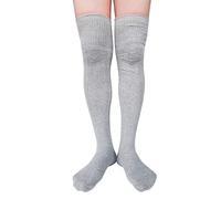 AUSUAYA Damen-Strümpfe, dicke Baumwolle, Oberschenkelhohe Stiefelsocken, extra lang, Winterbeinwärmer GB-CL-W1, grau, One size