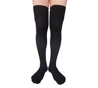 AUSUAYA Damen-Strümpfe, dicke Baumwolle, Oberschenkelhohe Stiefelsocken, extra lang, Winterbeinwärmer GB-CL-W1, Schwarz , One size