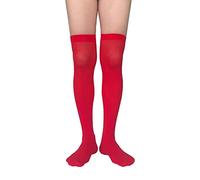 AUSUAYA Damen-Weihnachtsstrümpfe, Nylon, blickdicht, Oberschenkelhoch, Schulmädchen, durchscheinend, über Knie, Seide, für Cosplay, Party GB-NL-W3, rot, Einheitsgröße