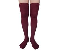 AUSUAYA Frauen dicke Baumwolle über Knie warme Strümpfe, Kabel stricken Oberschenkel hohe Socken lange Winter Beinwärmer CL-W1 (Burgunderrot)