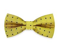 AUSUAYA Seide vorgebundene Fliege für Männer, Teenager Junge formale Smoking oder Hochzeit Fliegen für Vatertag N-M-T5 (Golden mit schwarzen Tupfen)