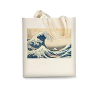 AUSVKAI Canvas-Tragetasche, ästhetisch, für Damen, niedlich, wiederverwendbar, Baumwollbeutel für Shopping, Strand, trendige Geschenke, Wave, 7.8 x 7.5 x 0.2 inches